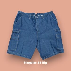 KingSize Men's Denim Cargo Shorts Size 54 Medium Blue Wash